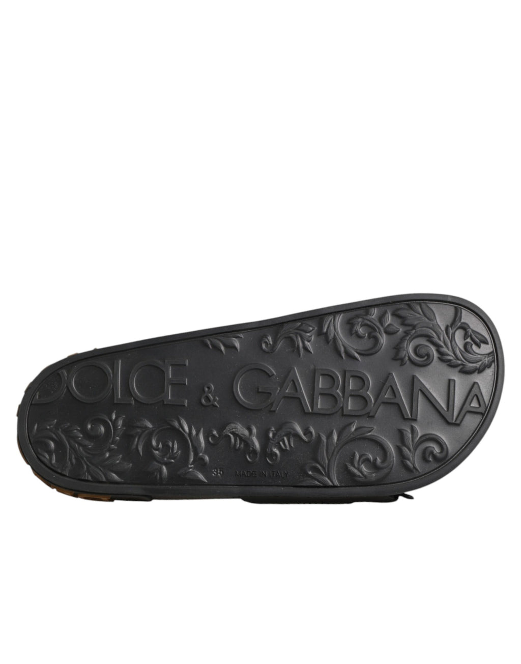 Dolce & Gabbana Black Devotion Matelassé Leather Slides Shoes - Eljoys Fashion 