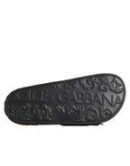 Dolce & Gabbana Black Devotion Matelassé Leather Slides Shoes - Eljoys Fashion 