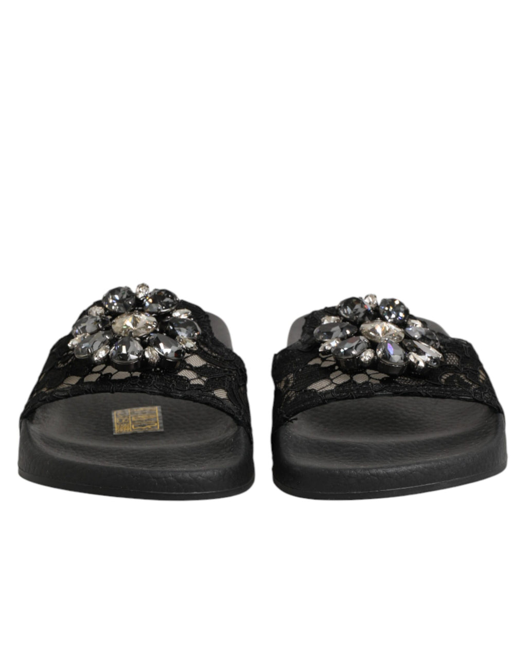 Dolce & Gabbana Black Devotion Matelassé Leather Slides Shoes - Eljoys Fashion 
