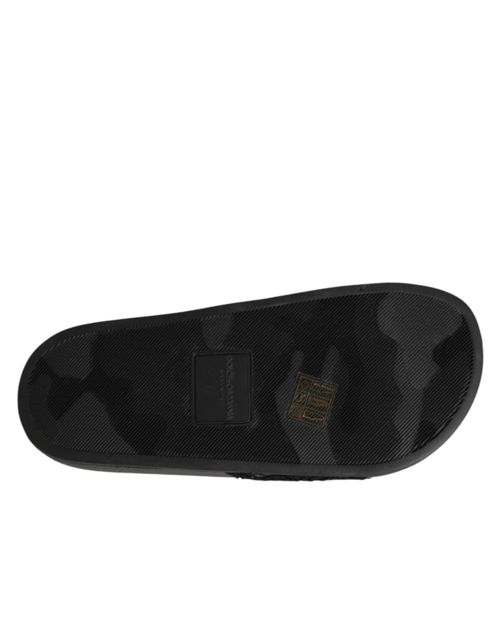 Dolce & Gabbana Black Devotion Matelassé Leather Slides Shoes - Eljoys Fashion 