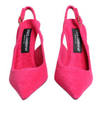 Dolce & Gabbana Pink Terry Cloth High Heels Slingback Shoes