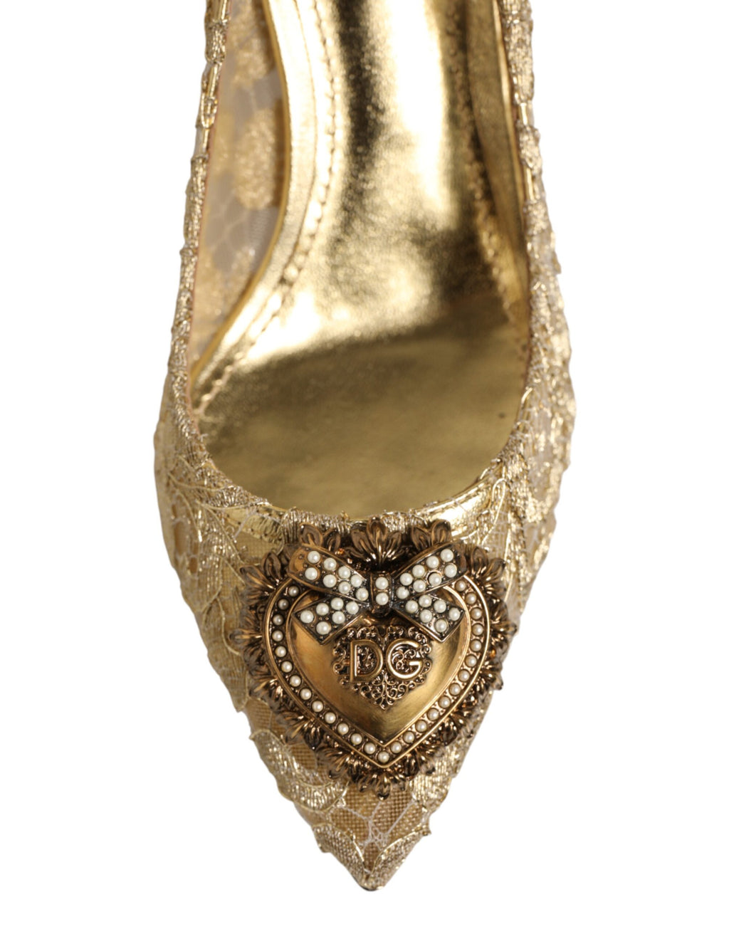 Dolce & Gabbana Gold Taormina Lace DEVOTION Pumps Shoes