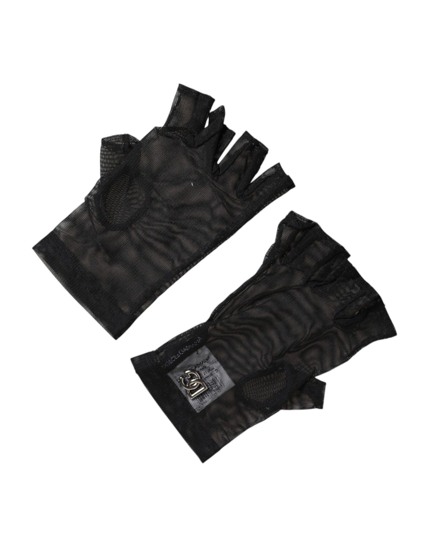 Dolce & Gabbana Black Nylon Wrist Length Fingerless Mitten Gloves