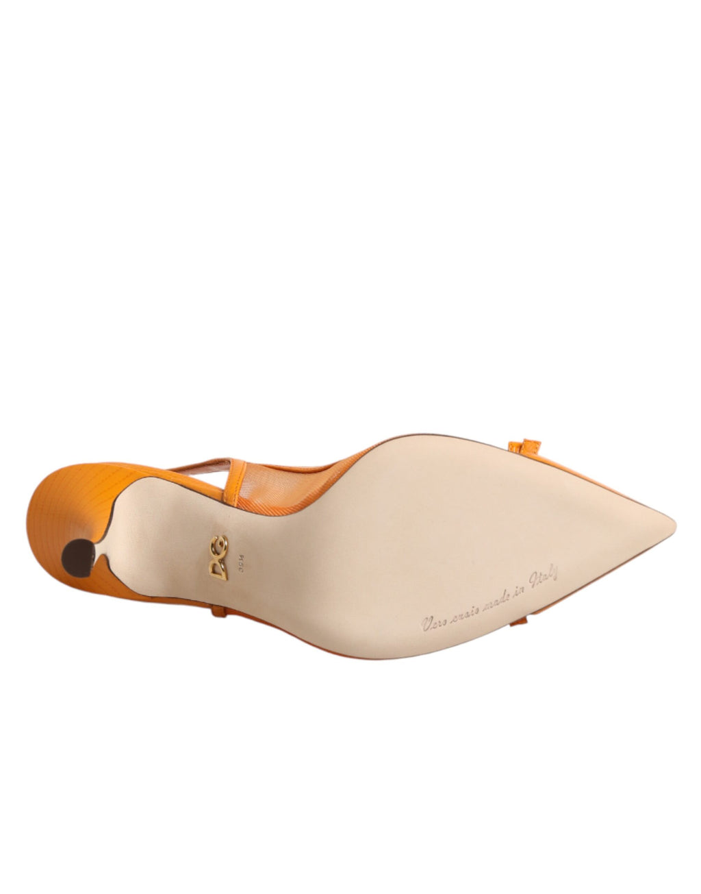 Dolce & Gabbana Orange Leather Mesh Heels Slingback  Shoes