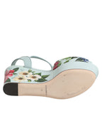 Dolce & Gabbana Green Floral Ankle Strap Wedge Sandals Shoes - Eljoys Fashion 