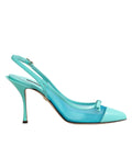 Dolce & Gabbana Blue Leather Mesh Heels Slingback Shoes - Eljoys Fashion 
