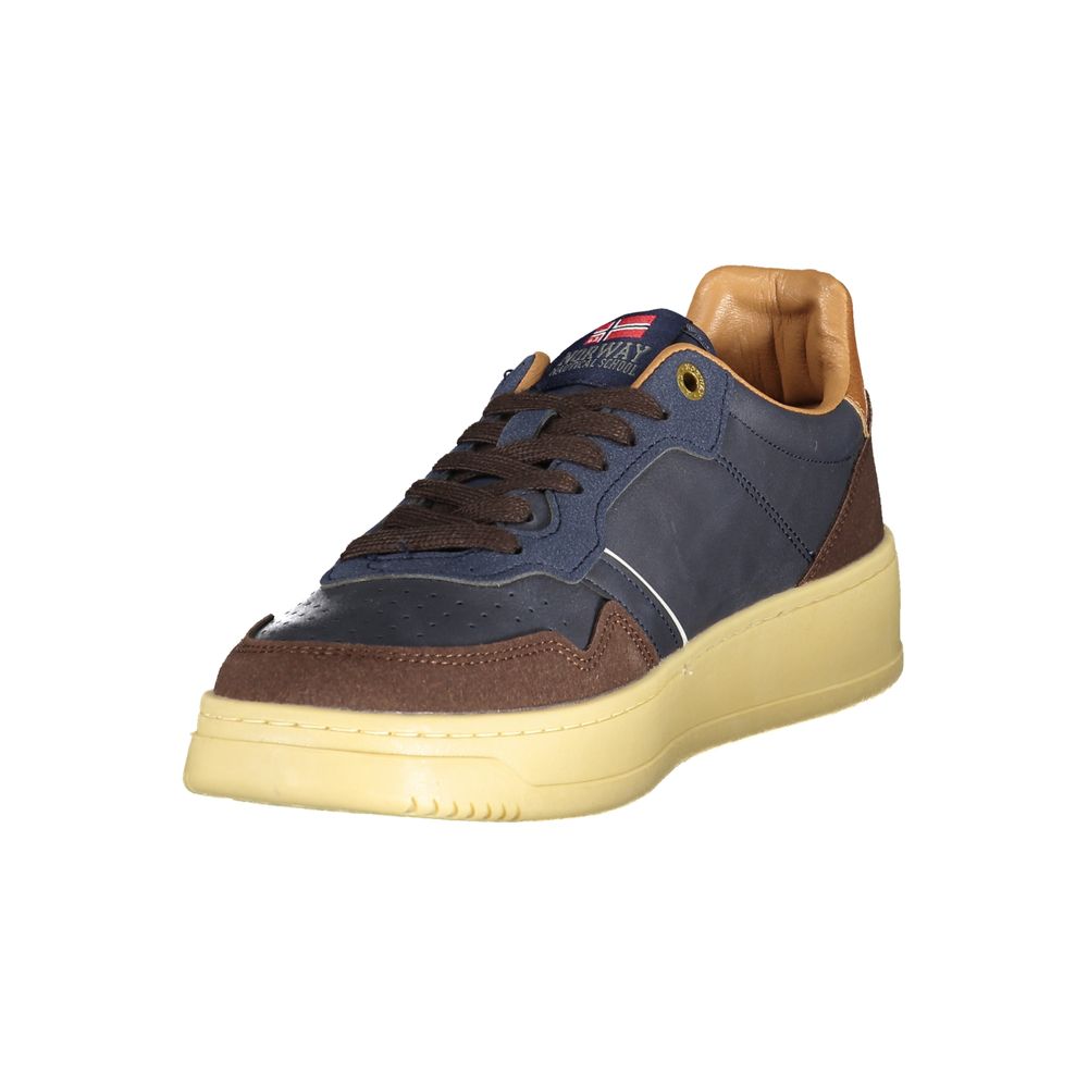 Norway 1963 blue polyurethane men's sneaker with white sole and laced design, casual athletic footwear for everyday wear.