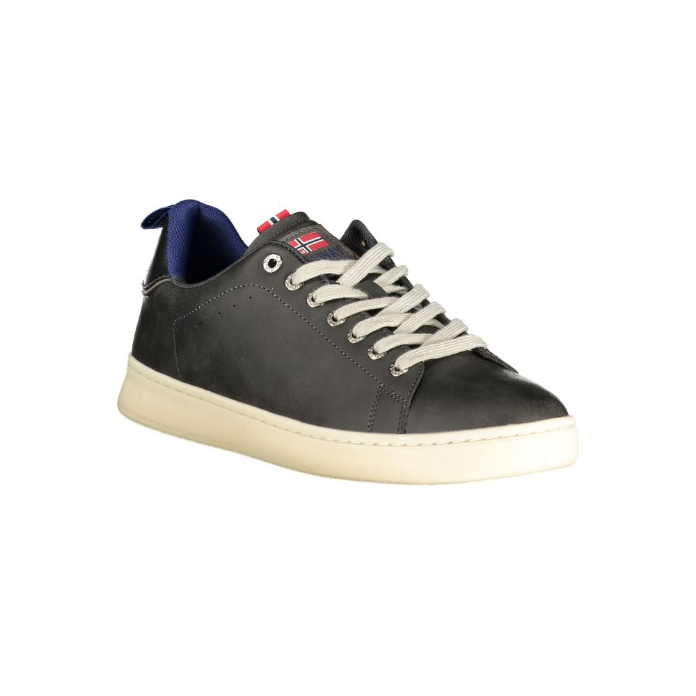 Norway 1963 black polyurethane men's sneaker with lace-up design and sleek low-profile style.