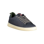 Norway 1963 blue polyurethane men's sneaker with white sole and laces, casual athletic footwear for men.