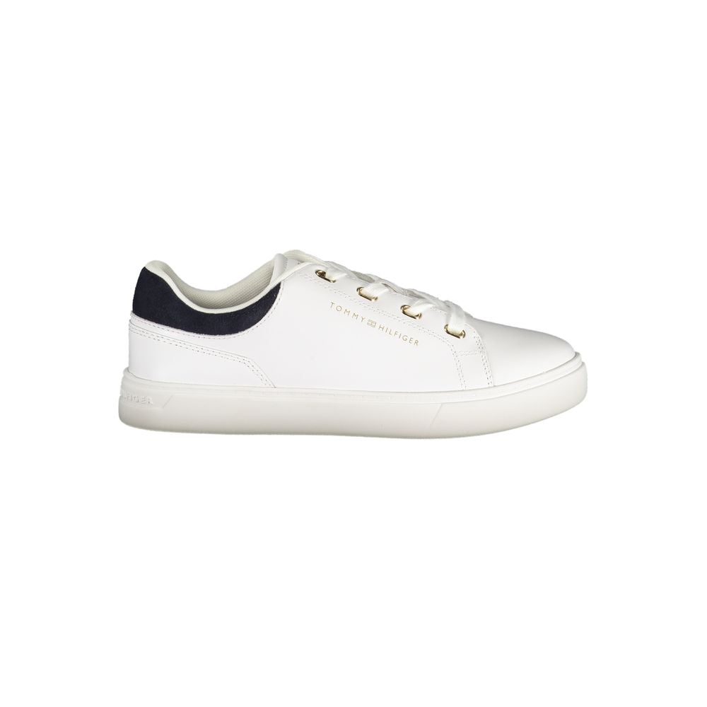 Tommy Hilfiger Bianco polyurethane women's sneaker with white design and sporty style, casual footwear for everyday wear.