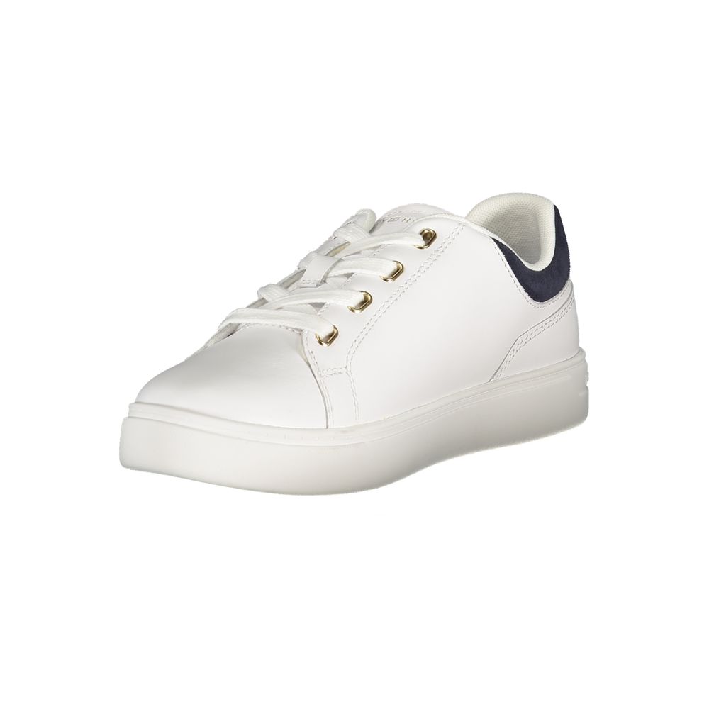 Tommy Hilfiger Bianco polyurethane women's sneaker with white design and casual laces, stylish and comfortable footwear.