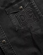 Dolce & Gabbana Black Cotton Long Sleeve Denim Casual Shirt - Eljoys Fashion 
