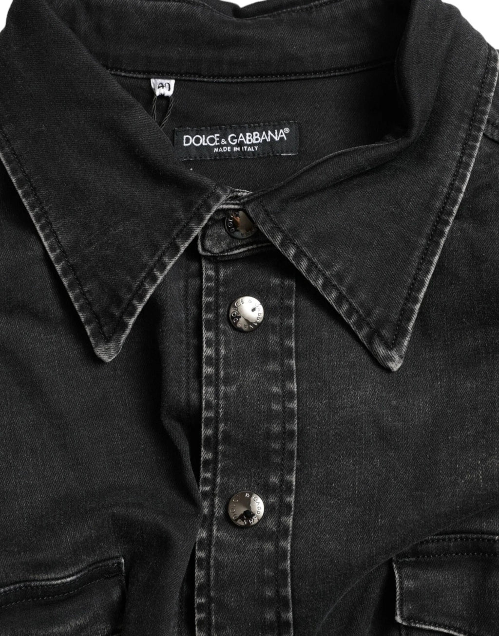 Dolce & Gabbana Black Cotton Long Sleeve Denim Casual Shirt - Eljoys Fashion 