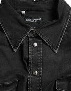 Dolce & Gabbana Black Cotton Long Sleeve Denim Casual Shirt - Eljoys Fashion 