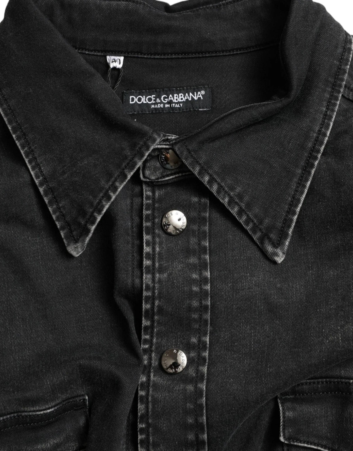 Dolce & Gabbana Black Cotton Long Sleeve Denim Casual Shirt - Eljoys Fashion 