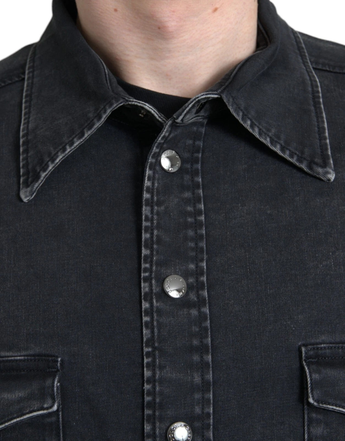 Dolce & Gabbana Black Cotton Long Sleeve Denim Casual Shirt - Eljoys Fashion 