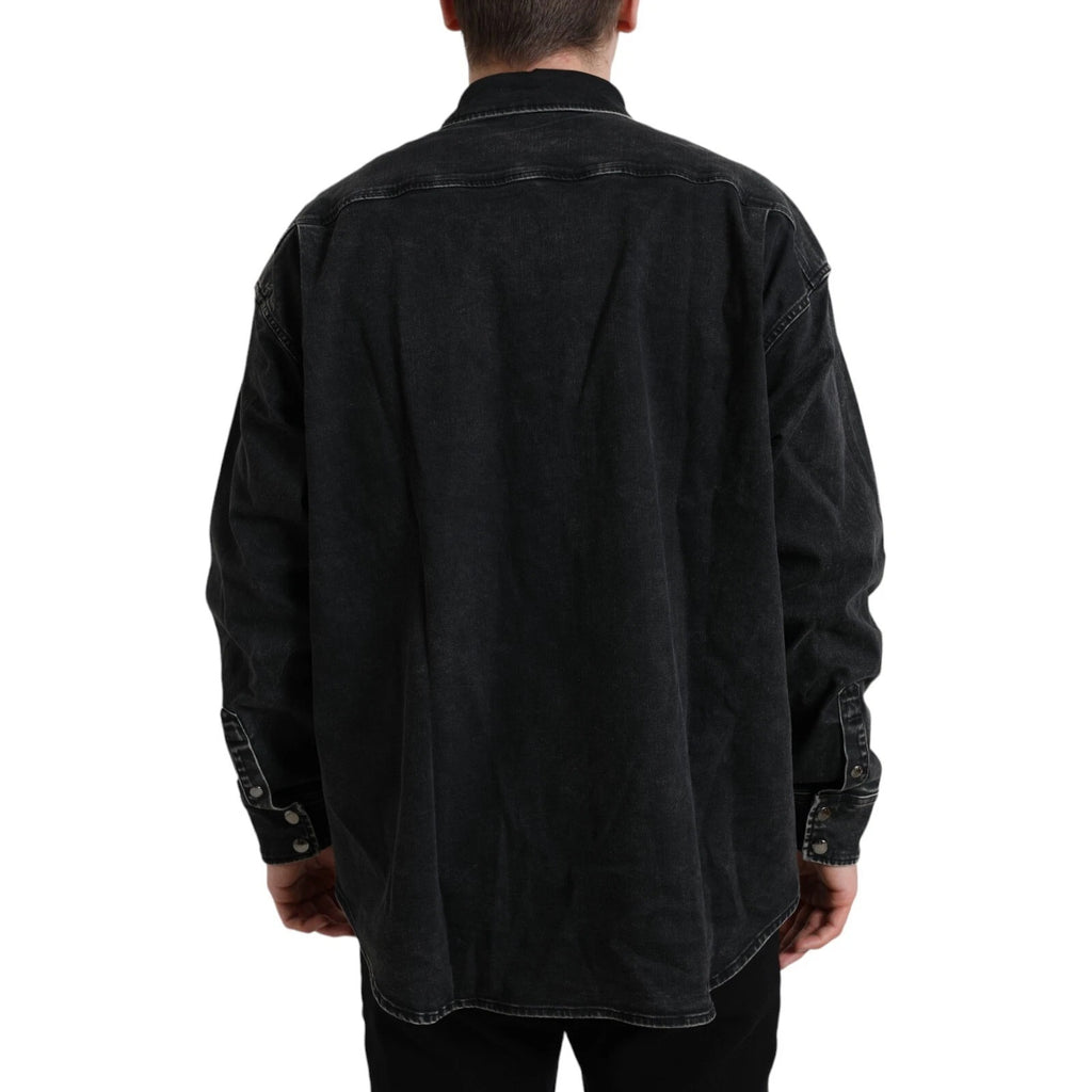 Dolce & Gabbana Black Cotton Long Sleeve Denim Casual Shirt - Eljoys Fashion 