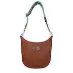 Brown leather Valentino Garavani crossbody bag with sleek design and adjustable strap, featuring subtle logo detailing.