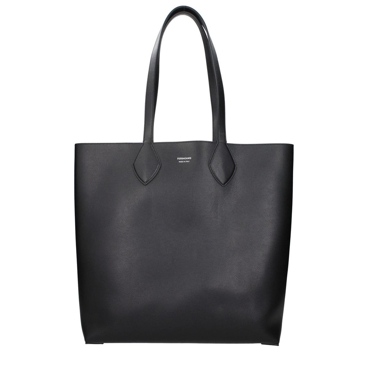 Salvatore Ferragamo black leather shoulder bag with adjustable strap and gold-tone hardware, stylish and elegant accessory.