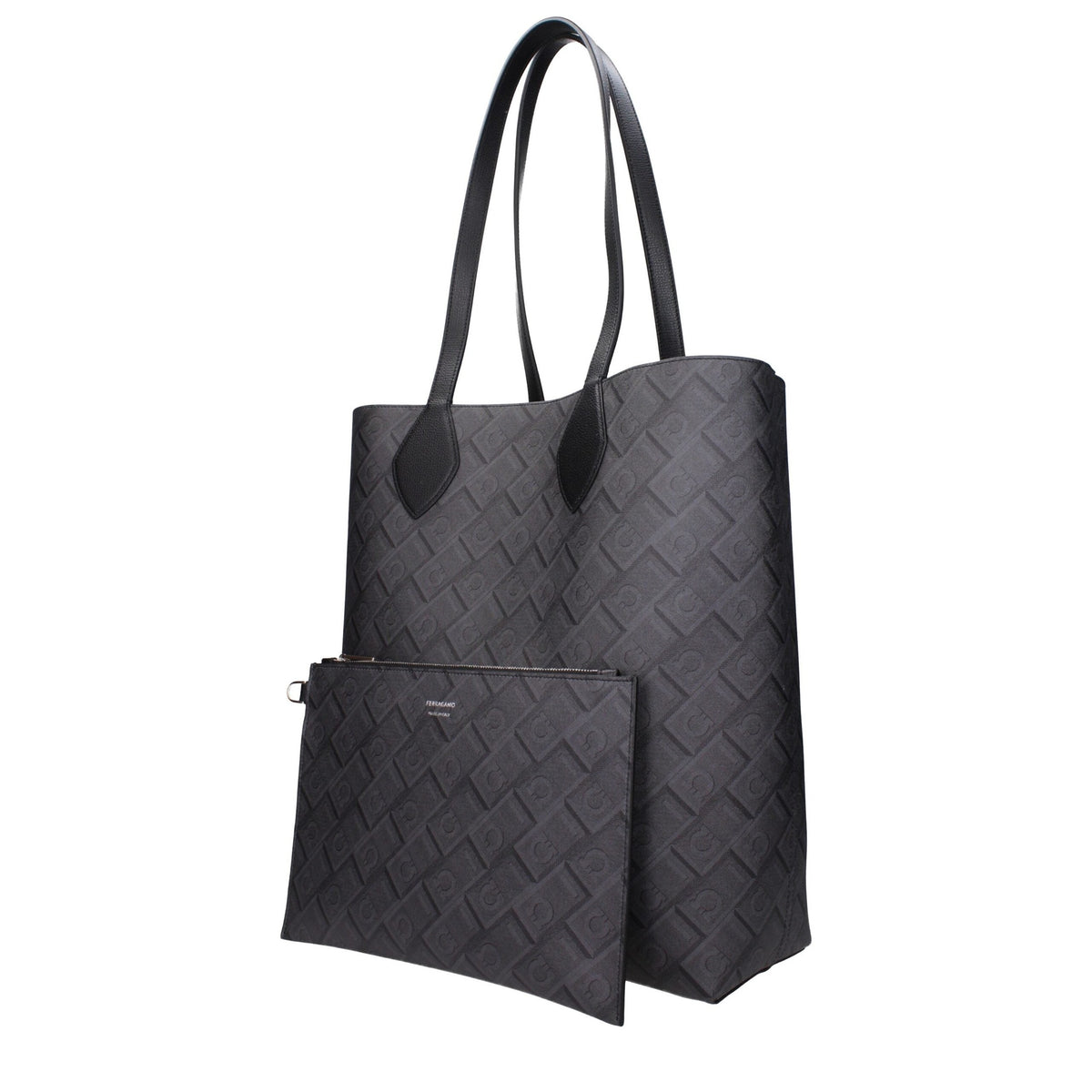 Black leather shoulder bag by Salvatore Ferragamo featuring sleek design and subtle logo details.