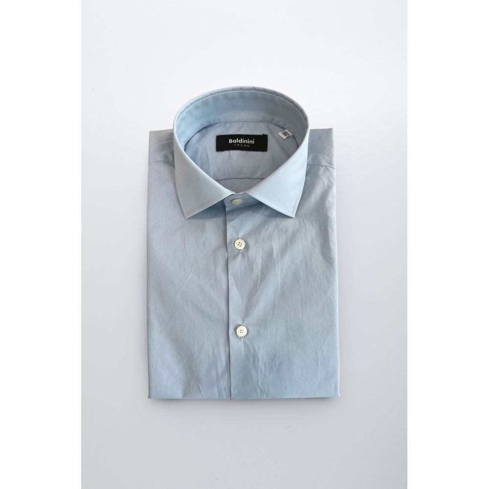 Baldinini Trend Light Blue Cotton Men Shirt Baldinini Trend