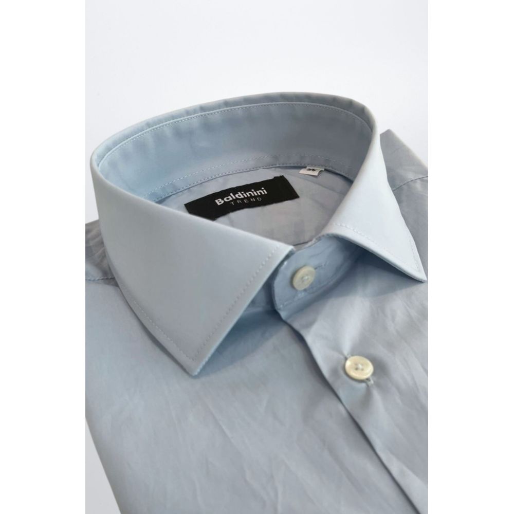 Baldinini Trend Light Blue Cotton Men Shirt Baldinini Trend