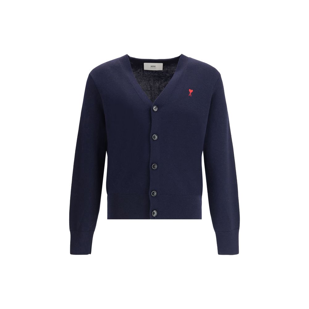 Ami Paris Blue Merino Wool Cardigan Ami Paris
