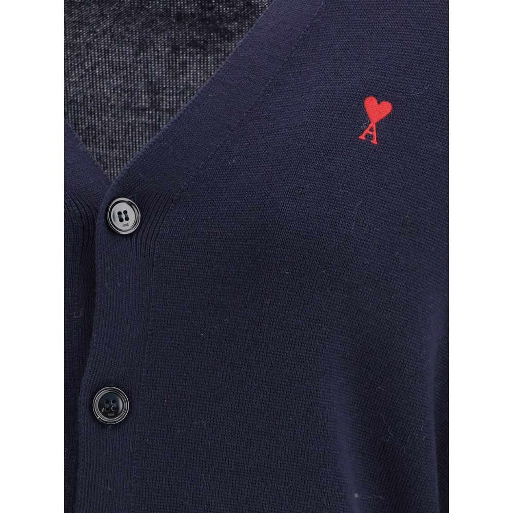 Ami Paris Blue Merino Wool Cardigan Ami Paris