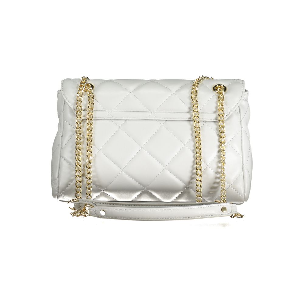 Gray Mario Valentino women's polyurethane bag with chain shoulder handle, featuring a stylish and versatile design.