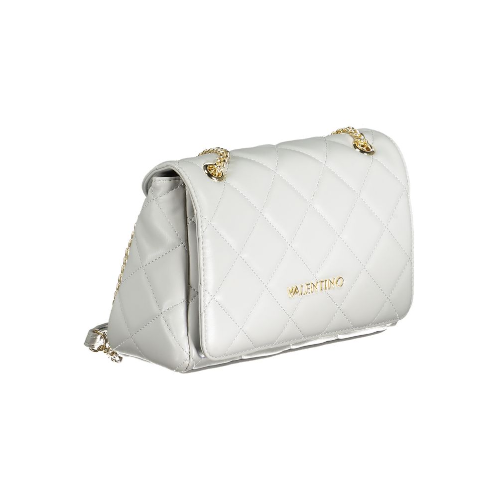 Gray Mario Valentino women's polyurethane bag with chain shoulder handle and stylish design.