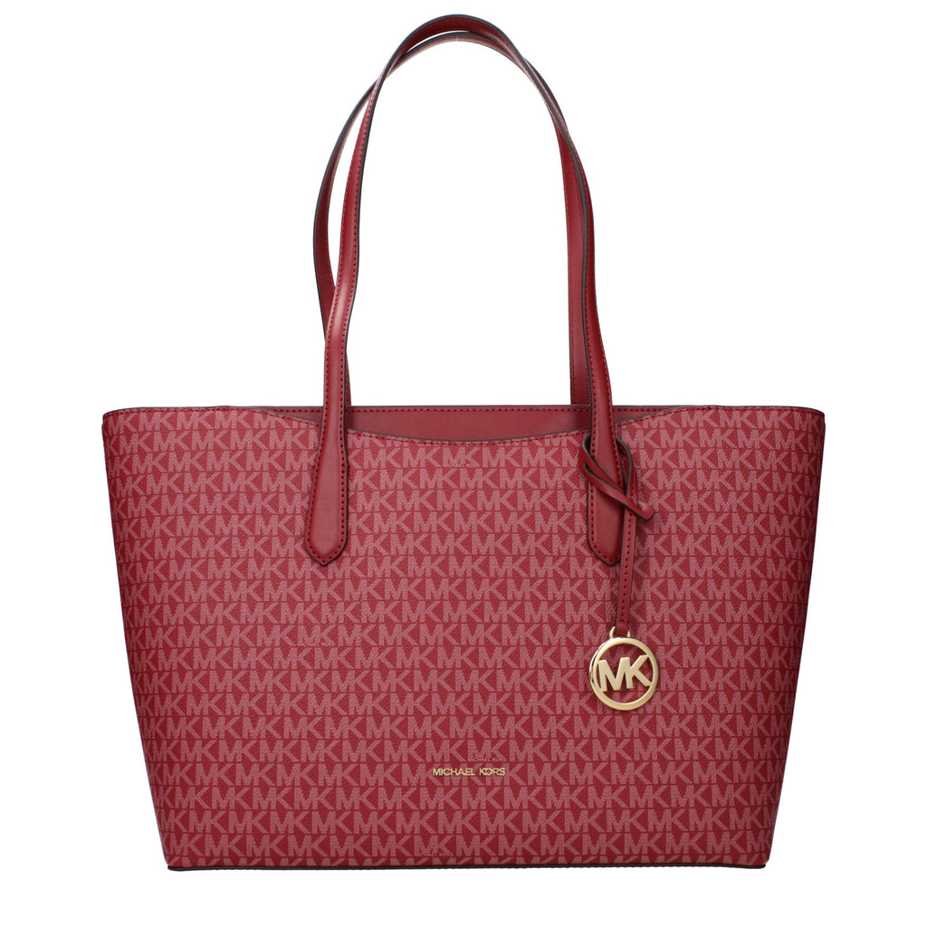Michael Kors red fabric shoulder bag with sleek design and adjustable strap, perfect for stylish everyday wear.