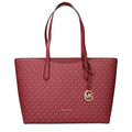 Michael Kors red fabric shoulder bag with sleek design and adjustable strap, perfect for stylish everyday wear.