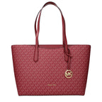 Michael Kors red fabric shoulder bag with sleek design and adjustable strap, perfect for stylish everyday wear.