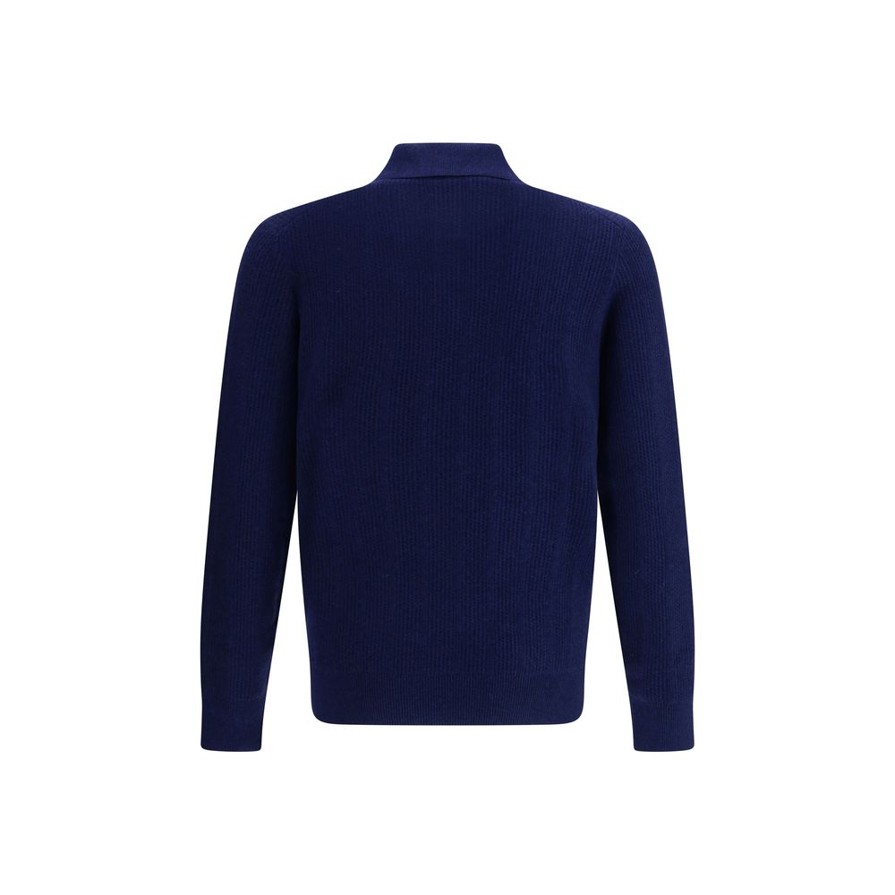 Brunello Cucinelli Blue Cashmere Polo Shirt Brunello Cucinelli