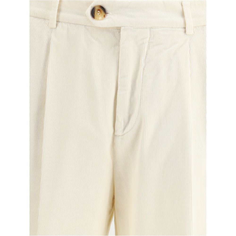 Brunello Cucinelli Cream Cotton Casual Pants Brunello Cucinelli