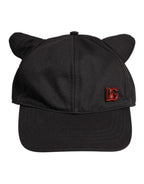 Dolce & Gabbana Black Cotton Logo Patch 6 Panels Baseball Cap Hat - Eljoys Fashion 