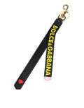 Dolce & Gabbana Black Yellow Logo Letaher Brass Holder Keychain Keyring - Eljoys Fashion 