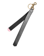 Dolce & Gabbana Black Yellow Logo Letaher Brass Holder Keychain Keyring - Eljoys Fashion 