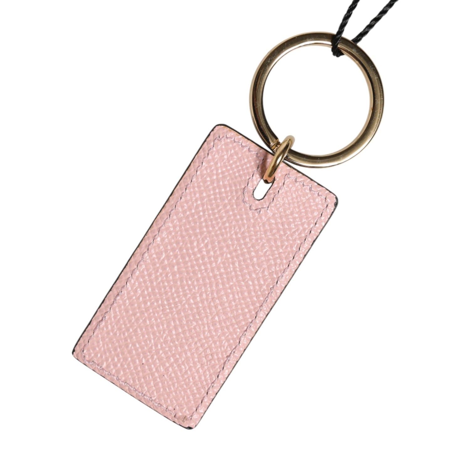 Dolce & Gabbana Pink Calf Leather DG Logo Metal Ring Keychain Keyring