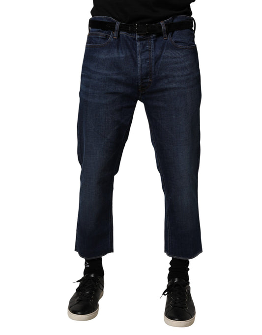 Vivienne Westwood Blue Mid Waist Cotton Men Cropped Denim Jeans