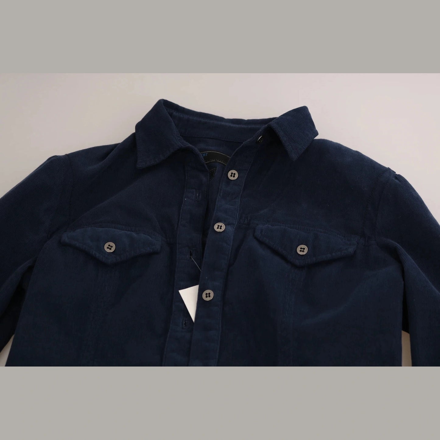 Acht Cotton Blue Corduroy Long Sleeves Shirt Top Blouse