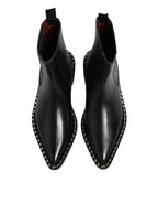 Dolce & Gabbana Black Studded Chelsea Short Ankle Boots Shoes - Eljoys Fashion 