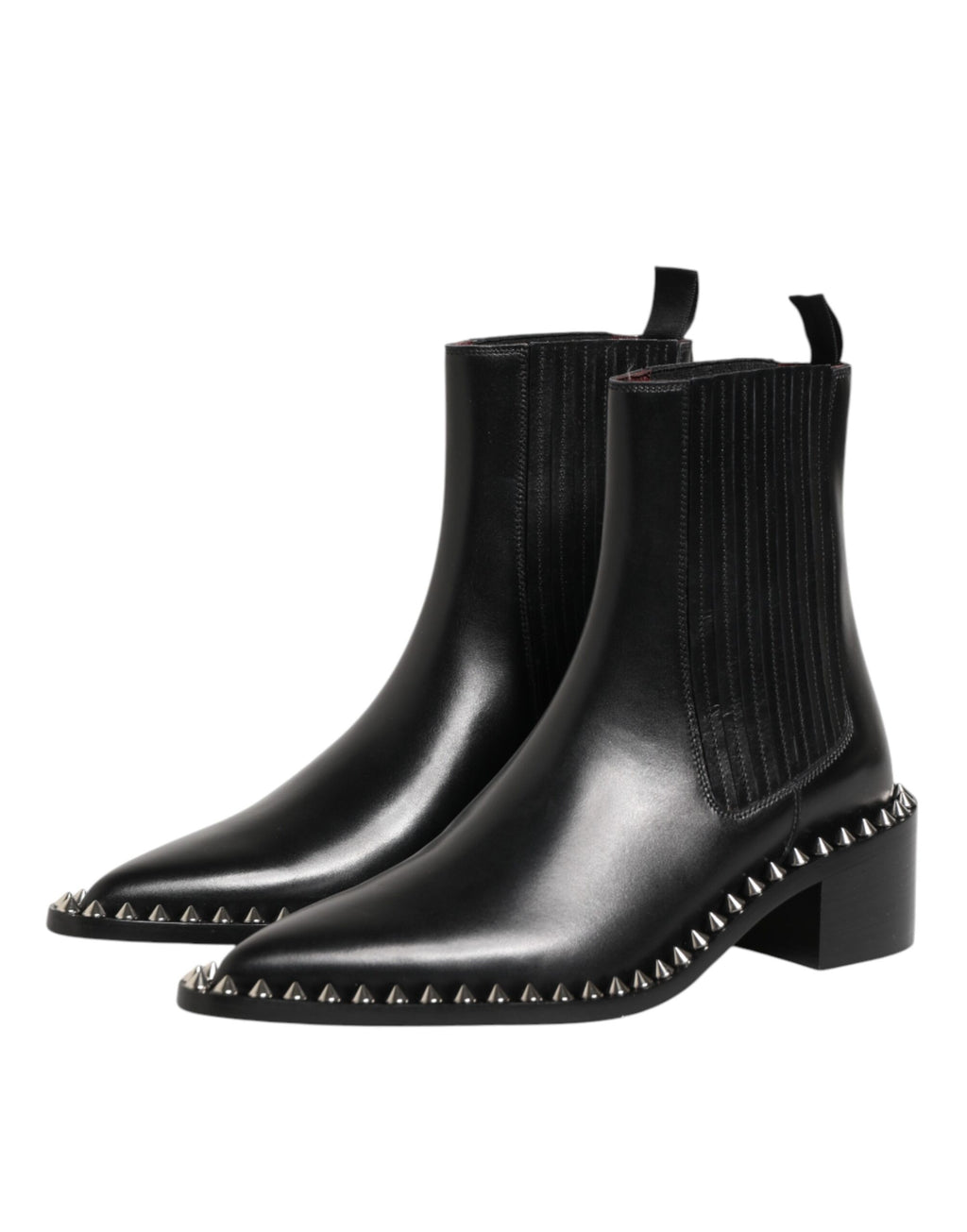 Dolce & Gabbana Black Studded Chelsea Short Ankle Boots Shoes - Eljoys Fashion 