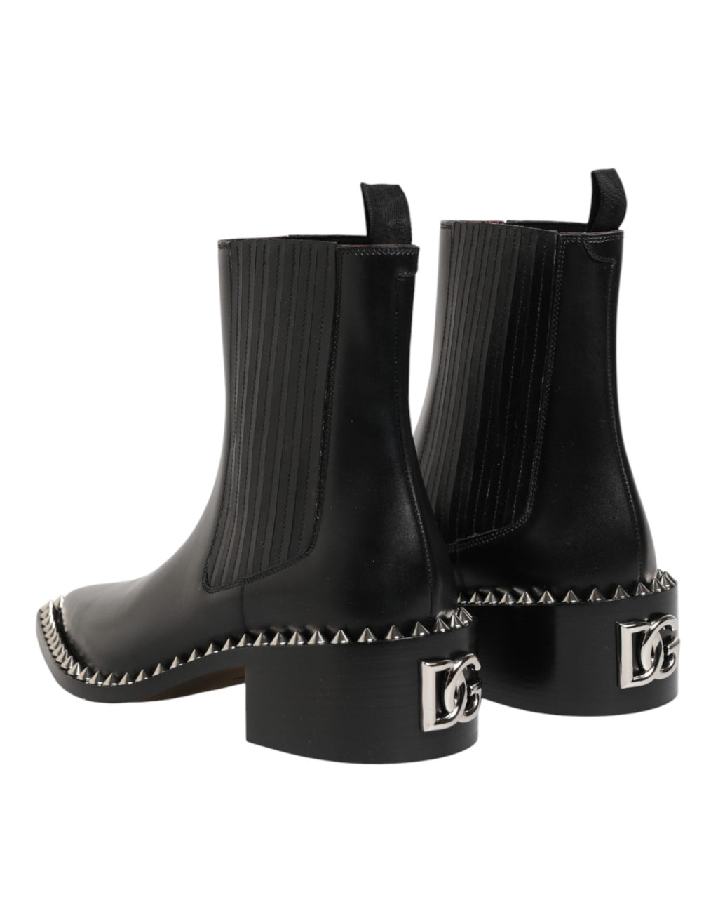Dolce & Gabbana Black Studded Chelsea Short Ankle Boots Shoes - Eljoys Fashion 