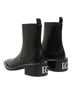 Dolce & Gabbana Black Studded Chelsea Short Ankle Boots Shoes - Eljoys Fashion 