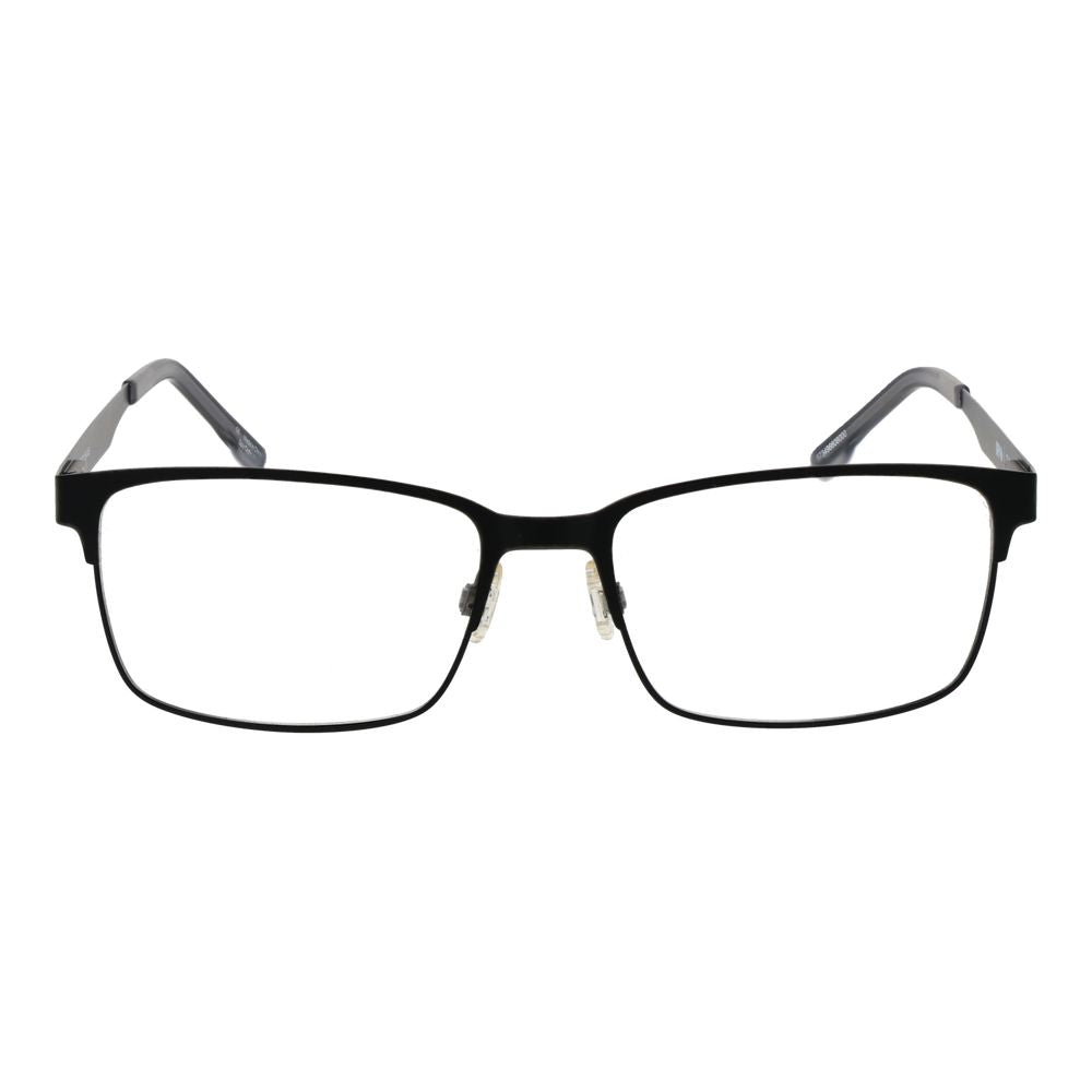 Spy black plastic glasses frames with sleek design and rounded lenses, showcasing modern eyewear style.