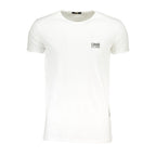 Cavalli Class Bianco white cotton men's T-shirt with crew neck and short sleeves, casual style and smooth fabric.