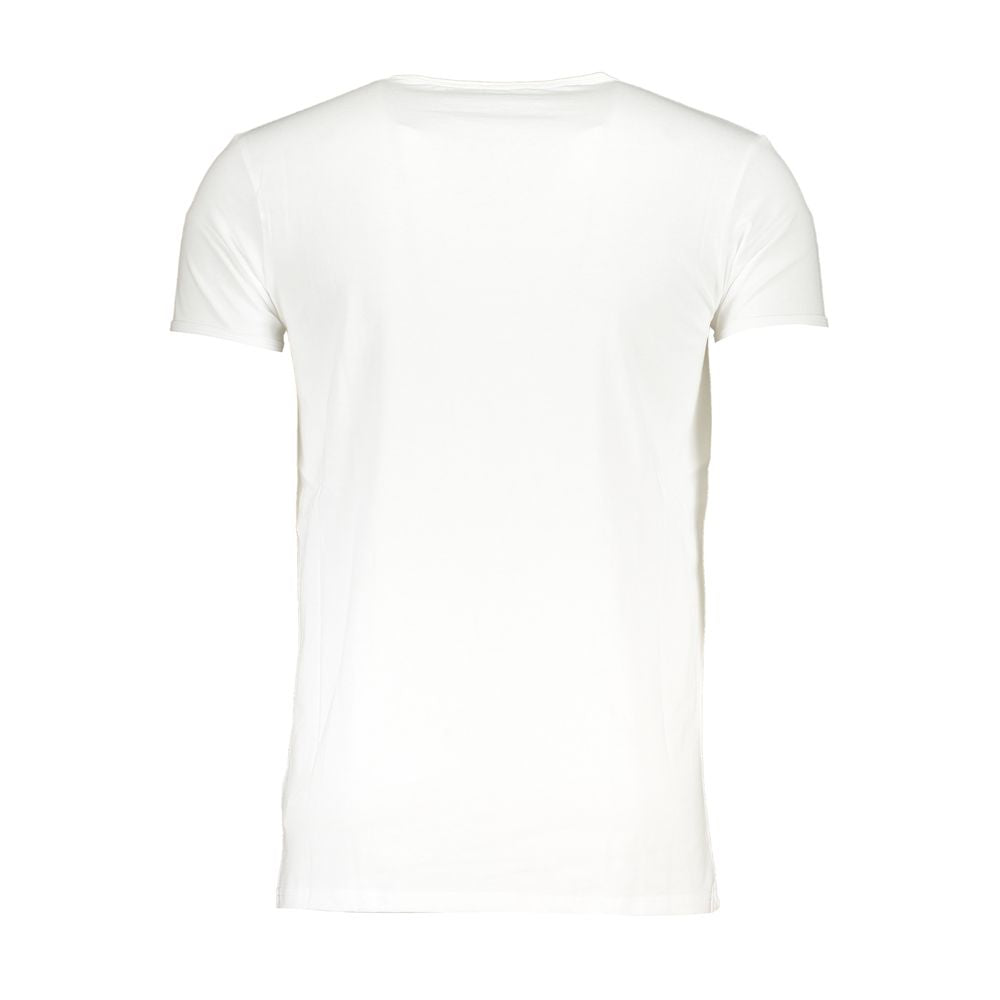 Cavalli Class Bianco cotton men's T-shirt with a simple crew neckline and clean design, displayed flat on a white background.