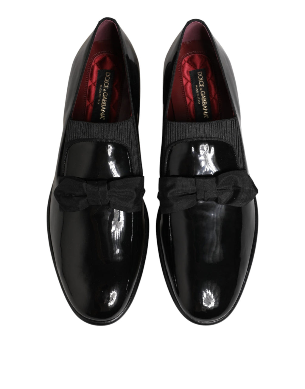 Dolce & Gabbana black leather slip-on dress loafers for men, stylish and sleek footwear with a polished finish.