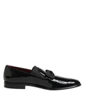 Dolce & Gabbana black leather slip-on loafers for men, stylish dress shoes with sleek design and polished finish.